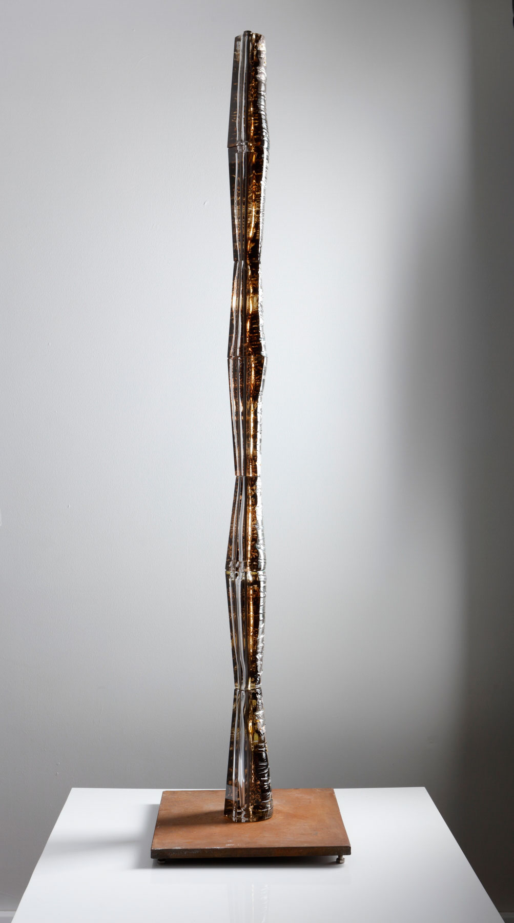 Birch Tower. Glass Sculpture. Photography Credit, Simon Bruntne
