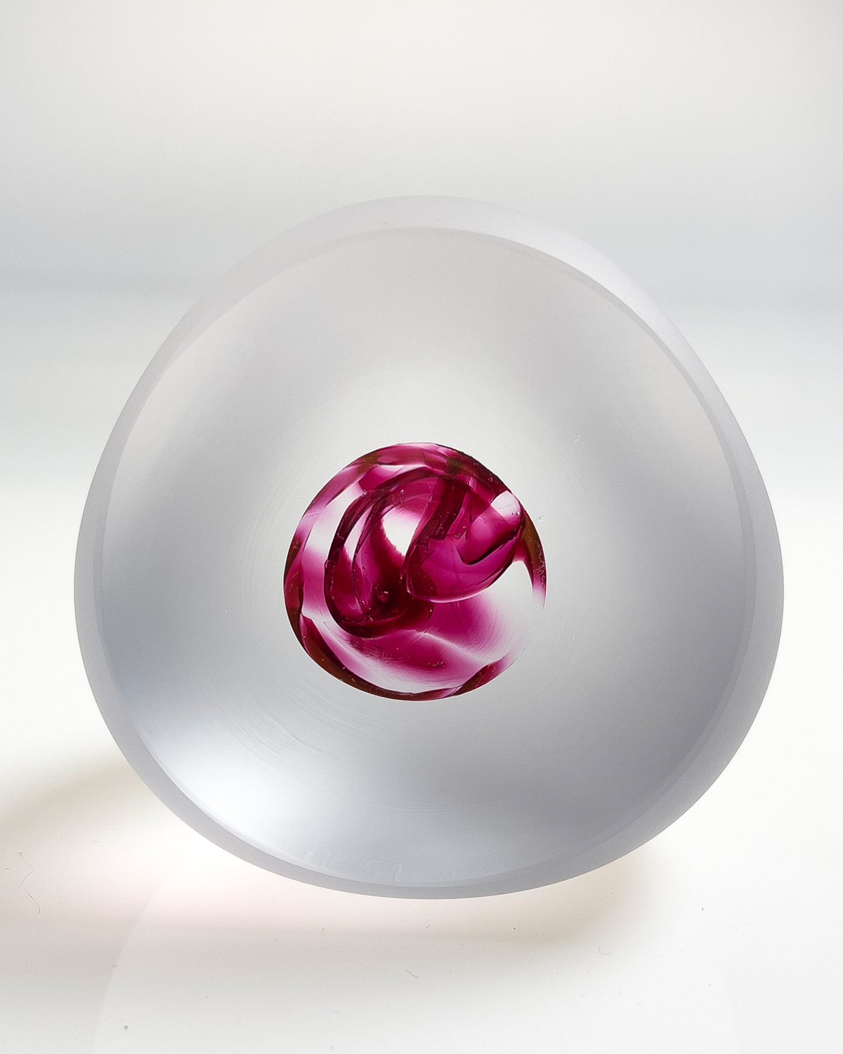 Bespoke handmade art glass paperweight ornament - gold ruby front