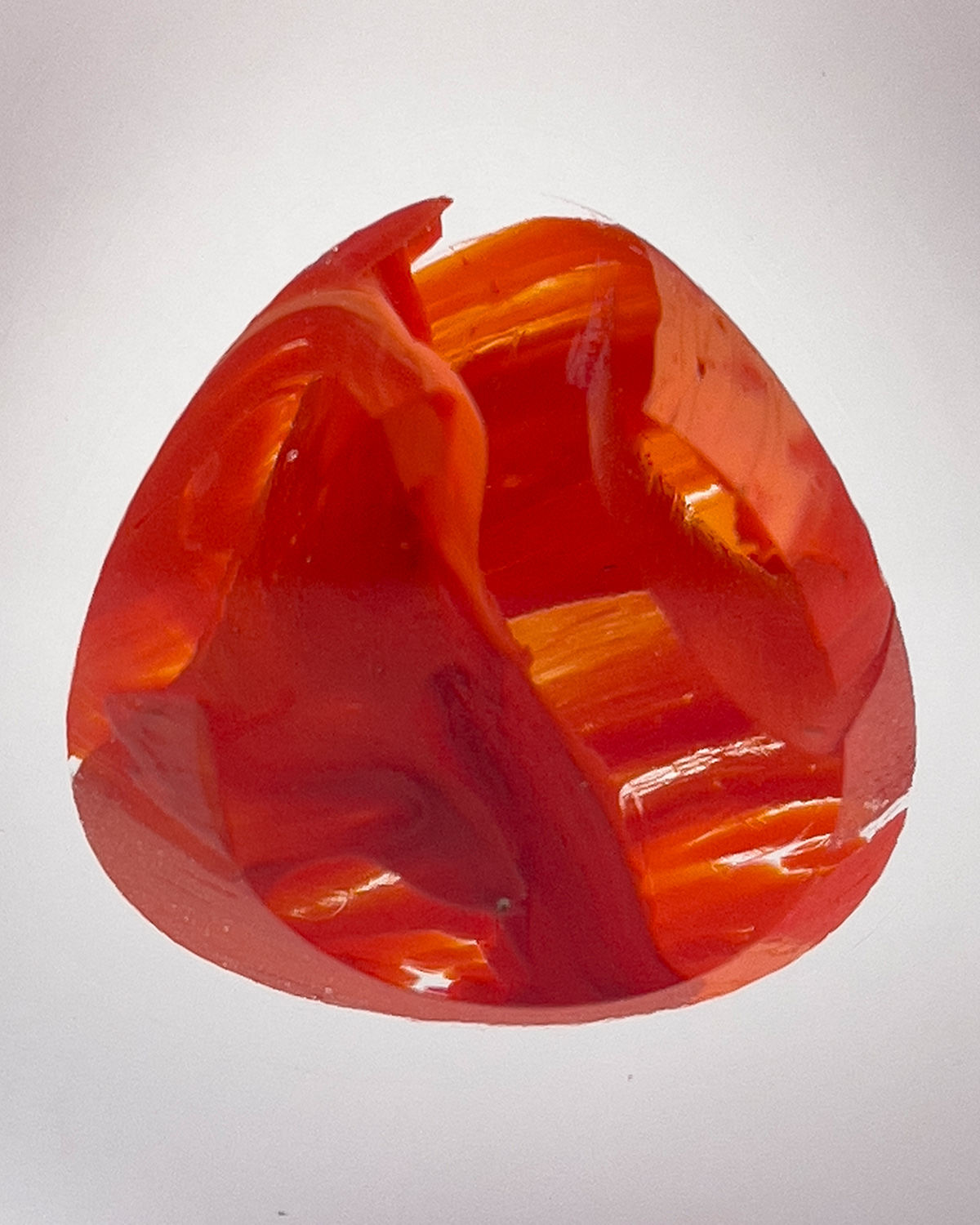 Bespoke handmade art glass paperweight ornament - scarlet detail