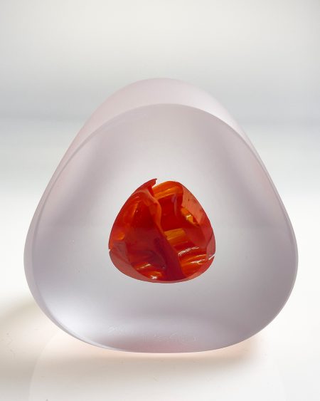 Bespoke handmade art glass paperweight ornament - scarlet front