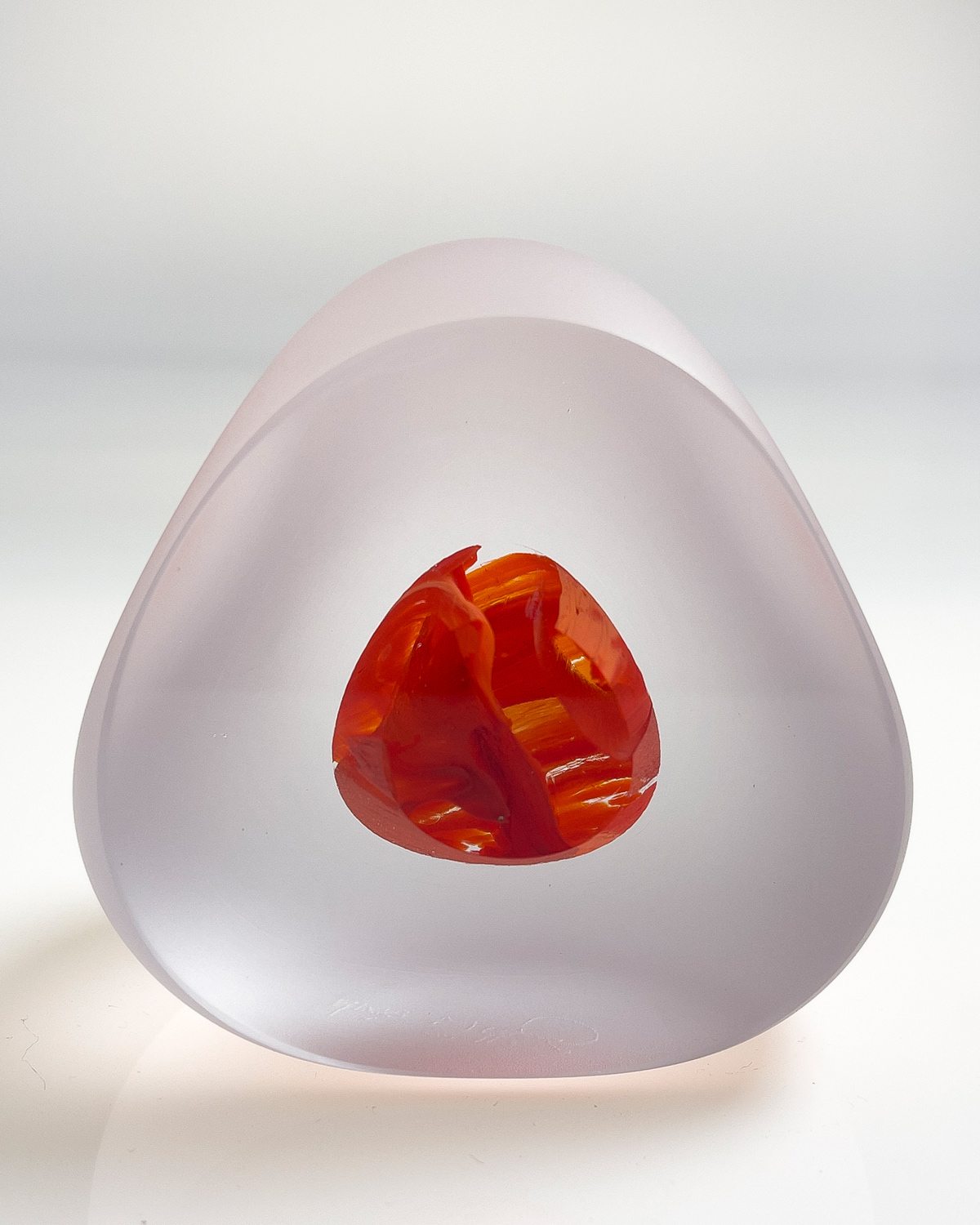 Bespoke handmade art glass paperweight ornament - scarlet front