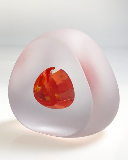 Bespoke handmade art glass paperweight ornament - scarlet left