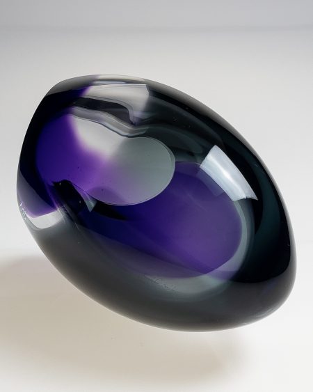 Bespoke sculpture handmade blown pod form purple grey top